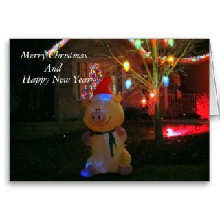 "Happy Pig"  Christmas Decorations Greeting Card
