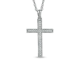10 CT. T.W. Diamond Cross Pendant in Sterling Silver   Zales