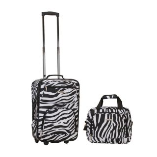 Rockland Expandable 2 piece Zebra Lightweight Carry on Luggage Set