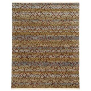 Hand knotted Beige/ Brown Oriental Pattern 0.28 inch Pile Wool Rug (8 X 10)