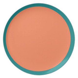 Teal and Coral Colored Plate