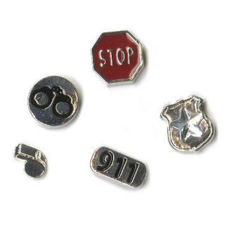 Blue Moon Beads Story Lockets Metal Charm, Police, Assortment, 5 Pack