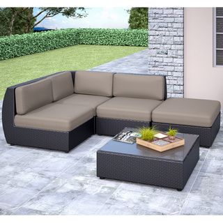Corliving Corliving Seattle Curved 5 piece Sectional Patio Set Black Size 5 Piece Sets
