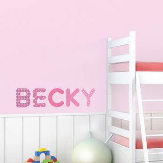 personalised girls name wall stickers by the binary box