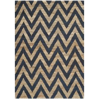 Safavieh Hand knotted Organic Blue/ Natural Wool Rug (5 X 8)