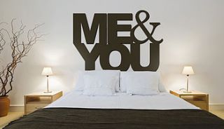 'me & you' wooden headboard by cut by fire