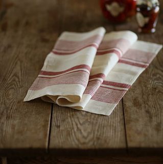 tea towels cream red striped linen antico by linenme