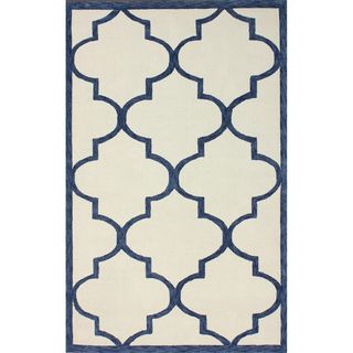 Nuloom Handmade Trellis Abstract pattern Blue Cotton Rug (5 X 8)