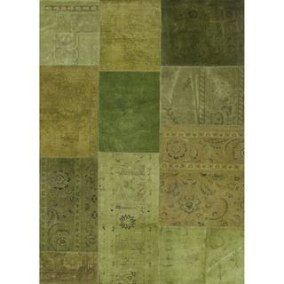 Hand knotted Green Abstract Pattern Wool Rug (8 X 10)