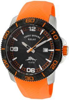 Tommy Bahama Relax RLX1132  Watches,Mens Pelican Bayshore Black Textured Dial Orange Polyurethane, Casual Tommy Bahama Relax Quartz Watches