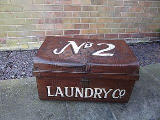 original laundry tin trunk by woods vintage home interiors