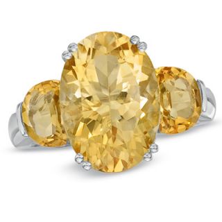 Oval Citrine Three Stone Ring in Sterling Silver   Zales