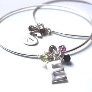 personalised silver initial bangles by jo and jack jewellery