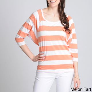 Grace Elements Grace Elements Womens Striped Dolman Sleeve Top Orange Size S (4  6)