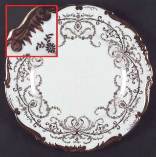 Coalport Anniversary White Dinner Plate, Fine China Dinnerware   Gold Scroll&Flo