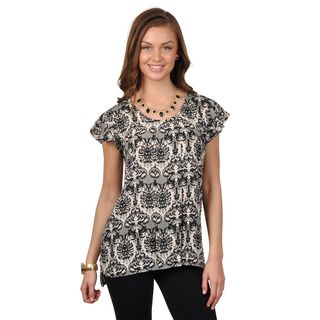 Journee Collection Womens Short Sleeve Printed Top