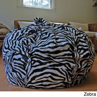 Ahh Products Faux Animal Fur Washable 36 inch Bean Bag Chair Black Size Large