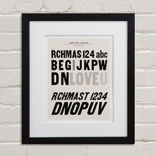 personalised vintage type sheet print by letterfest