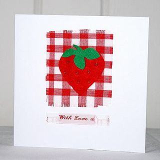 strawberry handmade greetings card by leah halliday