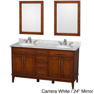 Wyndham Collection Hatton Light Chestnut 60 inch 3 hole Faucet Double Vanity Brown Size Double Vanities