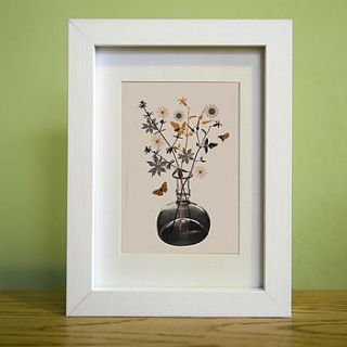 flowers and insects   small framed print by alison milner