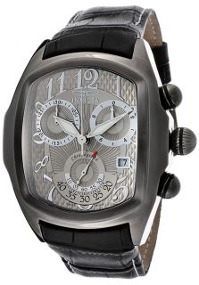 Invicta 13006  Watches,Mens Lupah Chronograph Silver Textured Dial Black Genuine Leather, Chronograph Invicta Quartz Watches