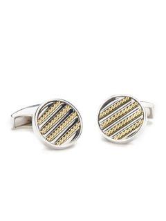 18K Gold and Silver Royal Cable Round Cufflinks by Tateossian