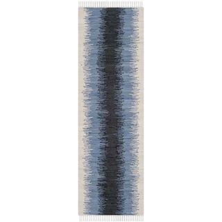 Safavieh Hand woven Montauk Grey/ Black Cotton Rug (23 X 7)