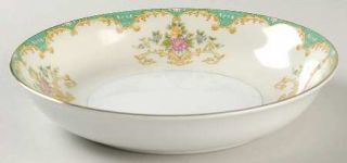 Noritake Tiffany Coupe Soup Bowl, Fine China Dinnerware   Aqua & Tan Edge,Floral