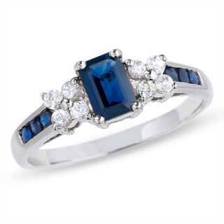 Blue and White Sapphire Ring in 14K White Gold   Zales