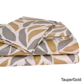 Elite Home Products Malaga Print All Cotton 4 piece Sheet Set Brown Size Queen