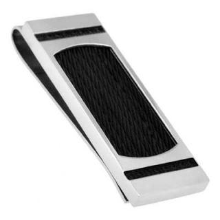 Mens 1/7 CT. T.W. Enhanced Black Diamond Cable Money Clip in Two Tone