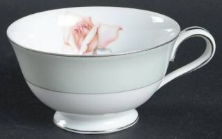 Halsey Damask Rose Footed Cup, Fine China Dinnerware   Pink/Beige Rose Center, G