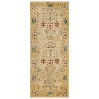 Safavieh Hand knotted Peshawar Vegetable Dye Ivory/ Gold Wool Rug (3 X 12)