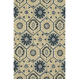 Hand tufted Meadow Ivory/ Navy Wool Rug (36 X 56)