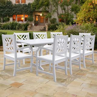 Bradley Rectangular Extension Table and Armchair Outdoor Wood Dining Set Vifah Dining Sets