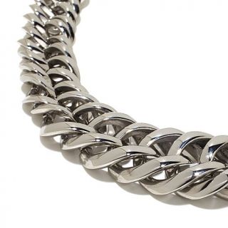 Stately Steel Bold Graduated Curb Link 18" Necklace