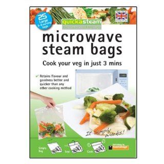 25 Pack Large Quickasteam Microwave Steam Cooking Bags   Faster, Healthier No Fuss Cooking   Made in UK Kitchen & Dining