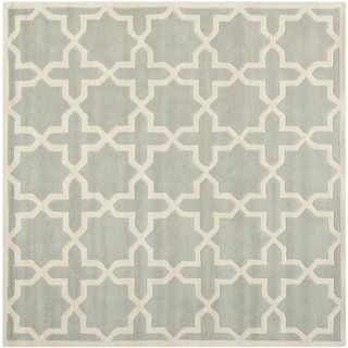 Handmade Moroccan Gray Wool Cross pattern Rug (89 Square)