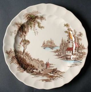 Johnson Brothers Old Mill, The Brown/Multicolor 12 Chop Plate/Round Platter, Fi