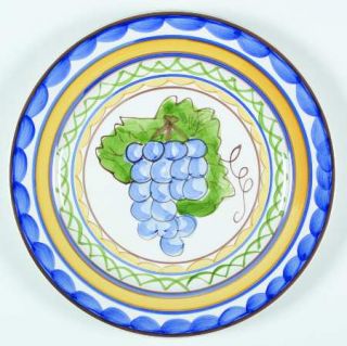 Studio Nova Merlot Dinner Plate, Fine China Dinnerware   Grapes, Blue&Yellow Ban