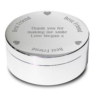 personalised round trinket box by hope and willow