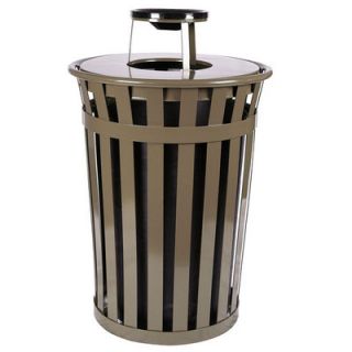 Witt Oakley Slatted Metal Waste Receptacle with Rain Cap M5001 RC Finish Brown