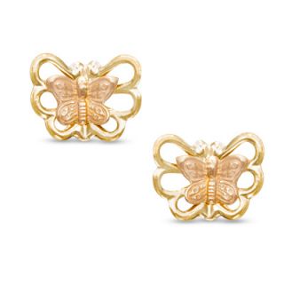 Childs Butterfly Earrings in 14K Two Tone Gold   Zales