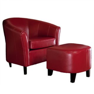 Home Loft Concept Marco Leather Club Chair and Ottoman Set NFN1323 Color Red
