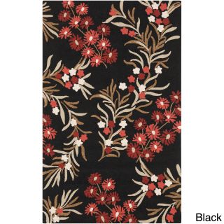 Paule Marriot Hand hooked Cannes Black Contemporary Floral Rug (2 X 3)