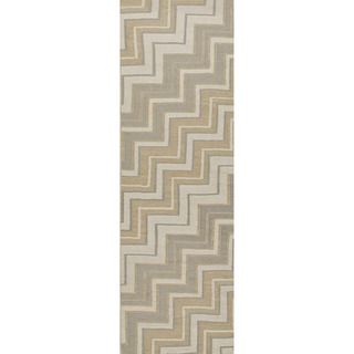 Handmade Flat Weave Geometric Pattern Brown Reversible Rug (26 X 8)