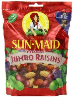 Sun Maid Mixed Jumbo Raisins, 12 Ounce Pouches (Pack of 5)  Raisins Produce  Grocery & Gourmet Food