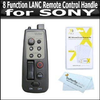 8 Function LANC Remote Control for Sony HDR CX110, HDR CX130, HDR CX160, HDR CX360V, HDR CX560V, HDR CX700V, HDR HC9, HDR PJ10, HDR PJ30V, HDR PJ50V, HDR TD10, HDR XR150, HDR XR160 HDR XR550V HD Handycam Camcorder ( Replaces RM 1BP RM1BP) + Free lens Clean