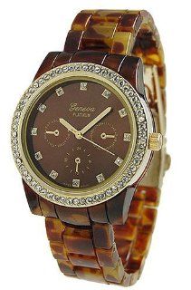 Tortoise Shell Look Ladies Dress Watch with Crystals at  Women's Watch store.